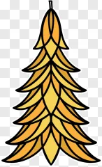 Stylized yellow Christmas tree illustration on a transparent background.