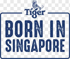 Tiger Born In Singapore distressed typography on a transparent background.