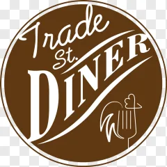 Trade St Diner round vintage logo on a transparent background.