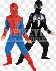 Two Superhero Costumes Standing Together