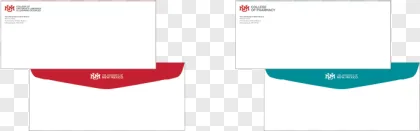 Professional white University of New Mexico red and teal envelopes displayed on a transparent background.