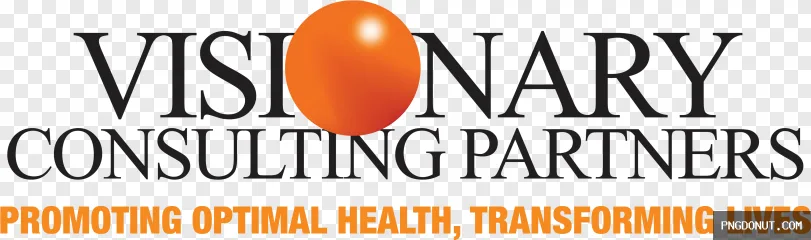 Visionary Consulting Partners health corporate logo with black text and an orange sphere on a transparent PNG background.