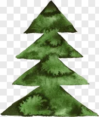 A watercolor green Christmas tree illustration presented on a transparent background.