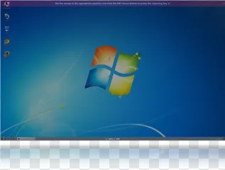 Windows 7 desktop wallpaper with the logo on a blue background on a transparent background.