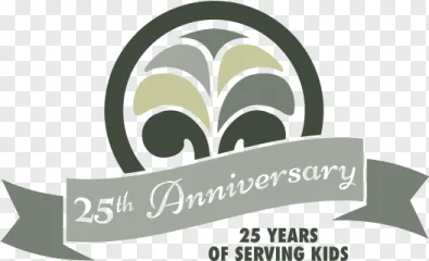 25th anniversary logo design with a banner on a transparent background.