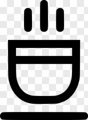 A minimalist black hand icon on a transparent background.