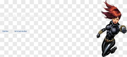 Black Widow comic book character in a black suit on a transparent background.