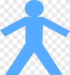 A blue stick figure silhouette shown on a transparent background.