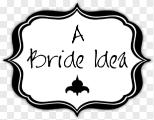 A black and white wedding label with the text A Bride Idea on a transparent background.