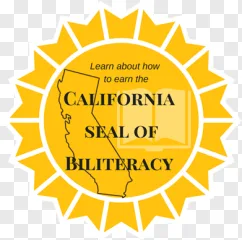 California seal of biliteracy emblem sticker on a transparent background.