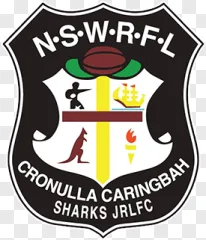 The official Cronulla Caringbah Sharks JRLFC sports team logo displayed on a transparent background.