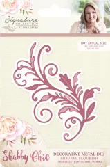 Decorative metal die filigree flourish on a transparent background.