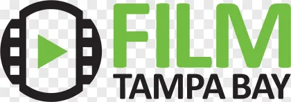 Film Tampa Bay logo featuring green text and a black film reel icon on a transparent background.
