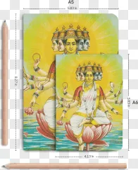 A five-headed Hindu deity sitting on a lotus flower on a transparent background.