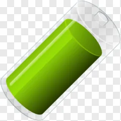 A fully charged green battery icon isolated on a transparent background.