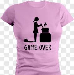 Game over housewife silhouette t-shirt design graphic on a transparent background.