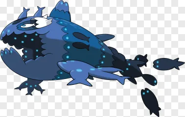 A giant blue aquatic creature with glowing spots shown on a transparent background.