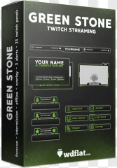 A Green Stone Twitch streaming overlay package shown on a transparent background.