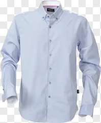 A long sleeve button down shirt shown on a transparent background.