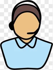 A flat vector illustration of a man with brown hair and a blue shirt on a transparent background.