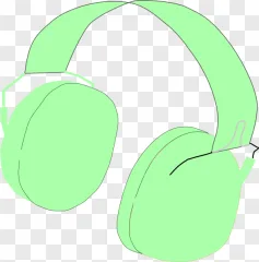 A pair of mint green headphones on a transparent background.