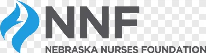 The Nebraska Nurses Foundation logo featuring a blue flame symbol on a transparent background.
