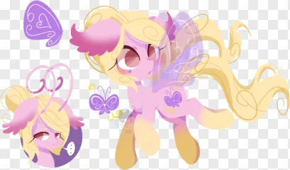An illustration of a pink pony character with blonde hair shown on a transparent background.