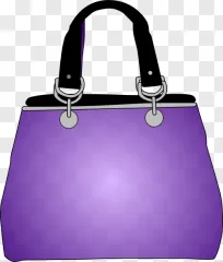 A purple handbag with silver hardware on a transparent background.