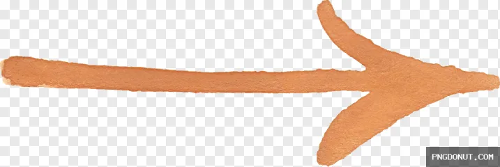 A hand-drawn orange watercolor arrow pointing right as a transparent PNG.