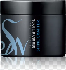 A black Sebastian Professional Shine Crafter hair product jar on a transparent background.