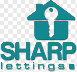 Sharp Lettings real estate logo featuring a house and key on a transparent background.