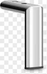 A modern silver chrome furniture leg with a black base pad rendered on a transparent background.