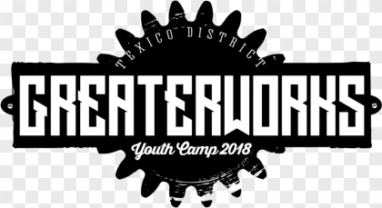 Texico District Greater Works youth camp typography on a transparent background.