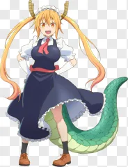 Tohru anime maid character standing proudly on a transparent background.