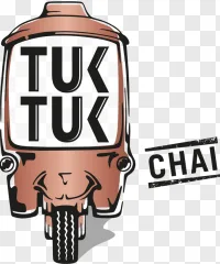 A stylized Tuk Tuk Chai logo graphic shown on a transparent background.
