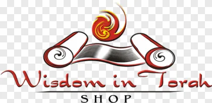 A stylized scroll logo with a flame and the text Wisdom in Torah on a transparent background.