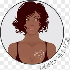 A woman portrait with a motherhood symbol and dark hair on a transparent background.