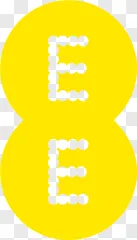 A yellow bubble letter E on a transparent background.