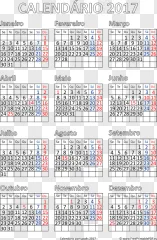 A complete 2017 full year calendar grid shown on a transparent background.