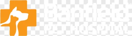 Banfield Pet Hospital logo with an orange cross and white text on a transparent background.