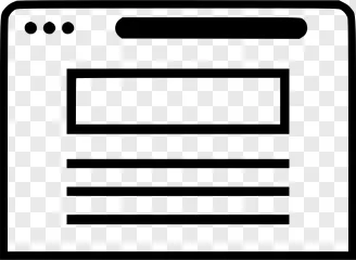 A minimalist black web browser window template on a transparent background.