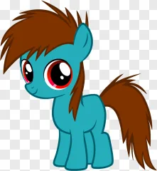 A blue pony cartoon character on a transparent background.