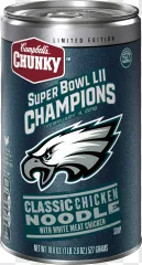 A Campbell Soup Super Bowl Champions can displayed on a transparent background.
