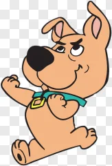 A cartoon dog with a green collar on a transparent background.