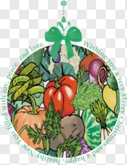 A Christmas ornament filled with assorted vegetables on a transparent background.