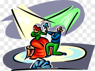 A couple sitting under a tent in a colorful illustration on a transparent background.