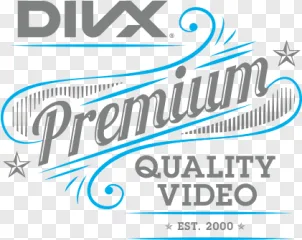 DIVX premium quality video logo design on a transparent background.