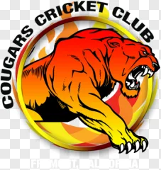 A roaring cougar mascot logo for the Fremont Cougars Cricket Club on a transparent background.