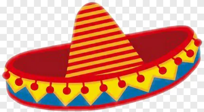 A colorful Mexican sombrero hat illustration on a transparent background.