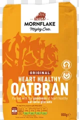 Mornflake Mighty Oats oatbran bag product package displayed on a transparent background.